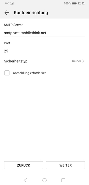 Deaktivieren Sie das Kontrollkästchen Anmeldung erforderlich und wählen Sie WEITER