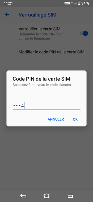 Veuillez confirmer votre nouveau code PIN de la carte SIM et sélectionner OK