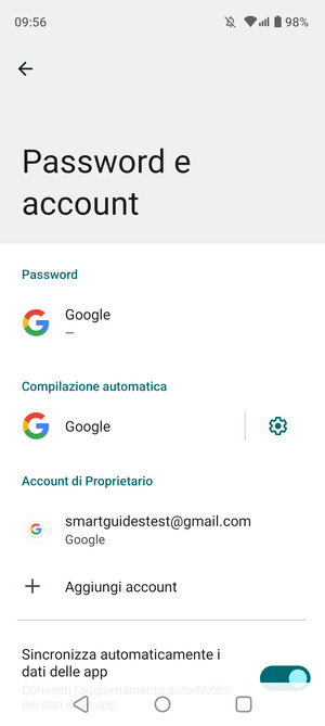 Seleziona il tuo account Google