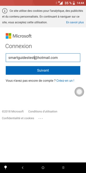 Saisissez votre adresse Hotmail et sélectionnez Suivant