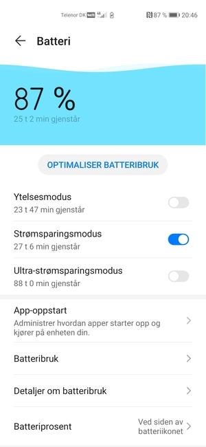 For å aktivere Ultra-strømsparing, slå på Ultra-strømsparingsmodus