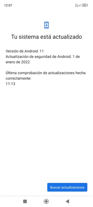 Si su teléfono está actualizado, verá la siguiente pantalla
