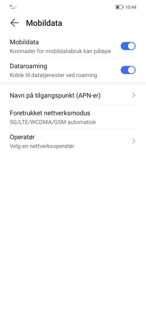 Slå Dataroaming på eller av