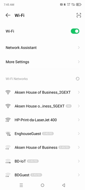 Select the wireless network you want to connect to