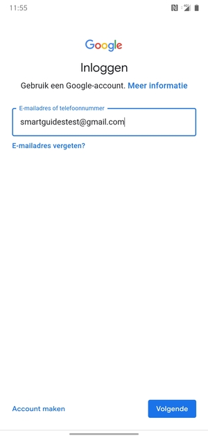 Voer uw Gmail adres in en selecteer Volgende