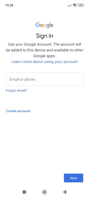 Enter your Gmail address and select Next