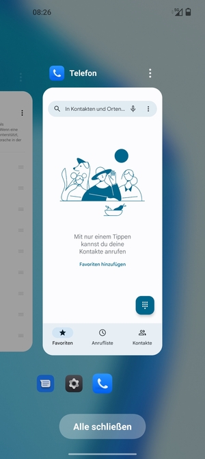 Wählen Sie Alle schließen, um alle laufende Apps zu schließen