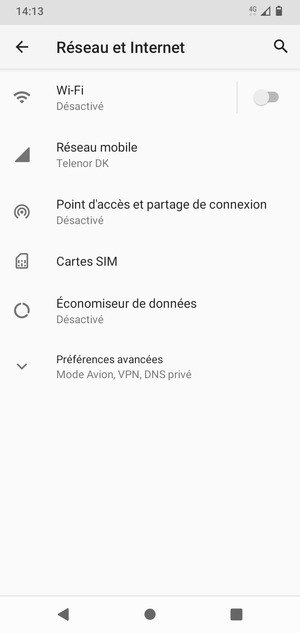 Sélectionnez Point d'accès et partage de connexion