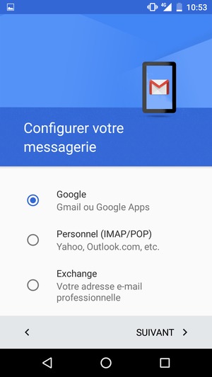 Sélectionnez Google puis SUIVANT