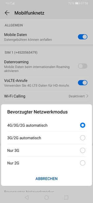 Wählen Sie die gewünschte Option