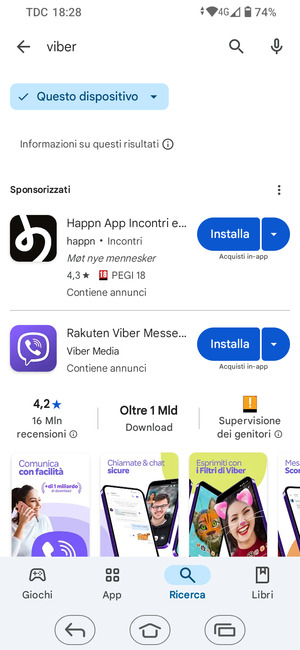 Seleziona l'applicazione
