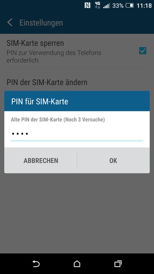 Geben Sie Ihre Alte PIN der SIM-Karte ein und wählen Sie OK
