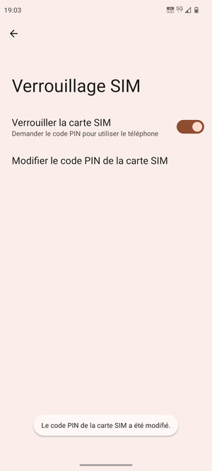 Votre code PIN de la carte SIM a été modifié