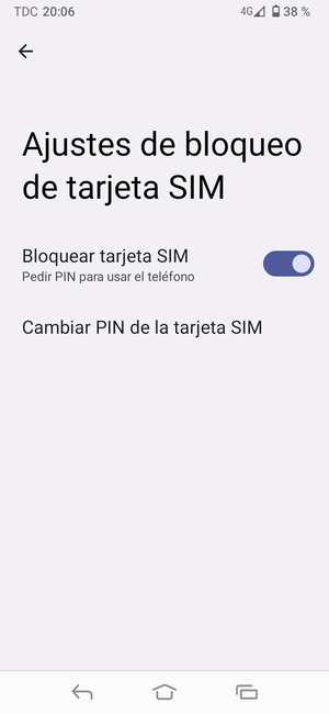 Seleccione Cambiar PIN de la tarjeta SIM