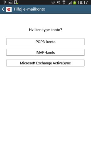 Vælg Microsoft Exchange ActiveSync