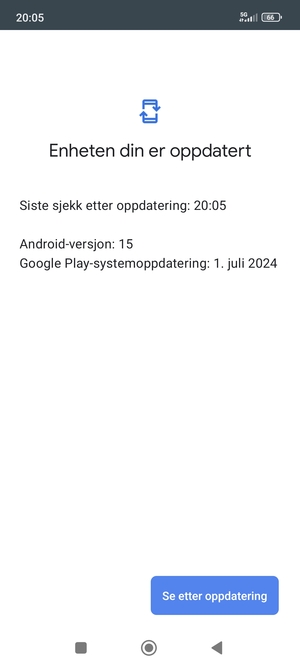 Hvis telefonen din er oppdatert, vil du se følgende skjermbilde