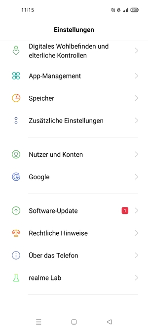 Scrollen Sie und wählen Sie Nutzer und Konten