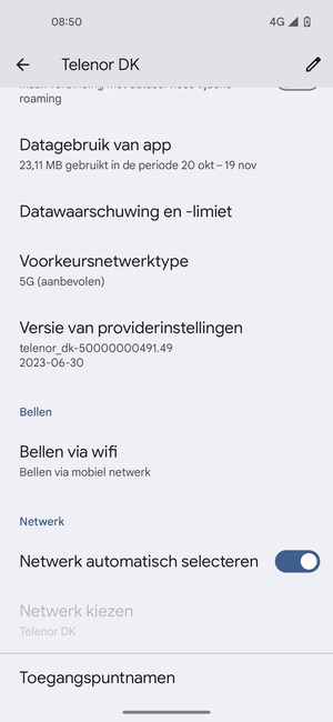 Scroll naar en selecteer Toegangspuntnamen