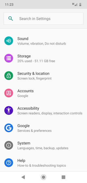 Scroll to and select Security & location