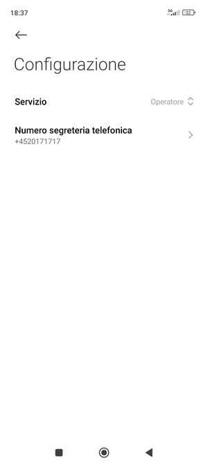 Seleziona Numero segreteria telefonica