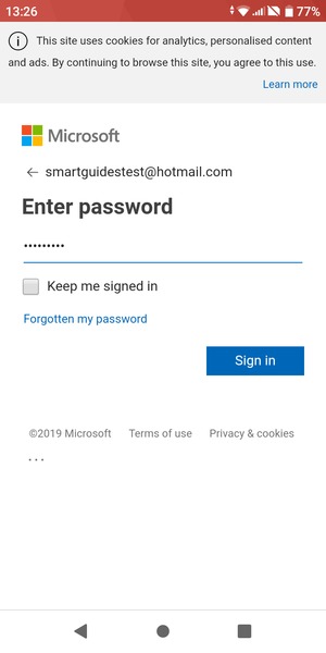Enter your password and select Sign in