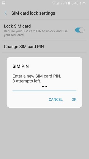 Enter your New SIM card PIN and select OK