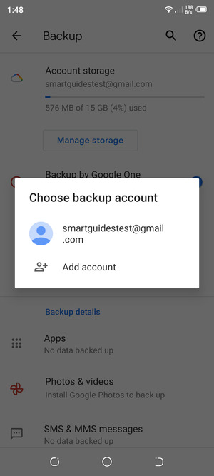Select your backup account
