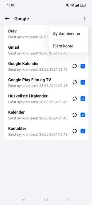 Vælg Synkroniser nu