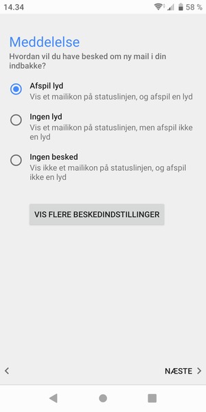 Vælg din foretrukne mulighed og vælg NÆSTE