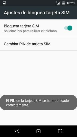 Su PIN de la tarjeta SIM ha sido cambiado