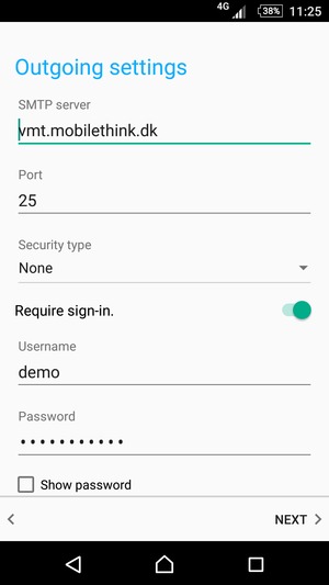 Enter Outgoing server address