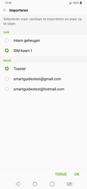 Selecteer SIM kaart