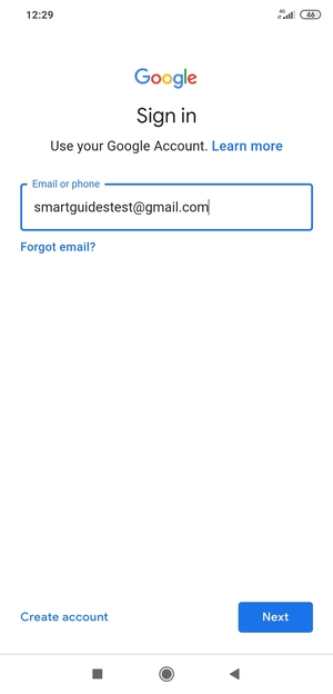 Enter your Gmail address and select Next