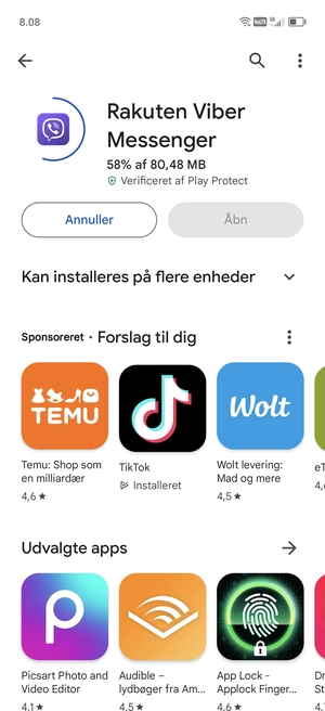 Afvent at installeringen er afsluttet