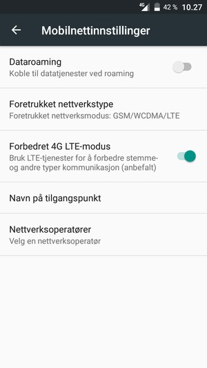 For å bytte nettverk hvis det oppstår nettverksproblemer, velg Nettoperatører