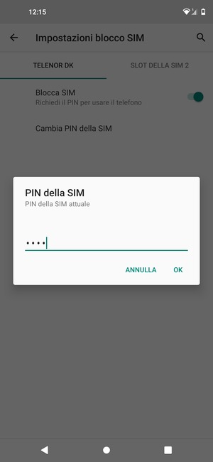 Inserisci PIN della SIM attuale e seleziona OK