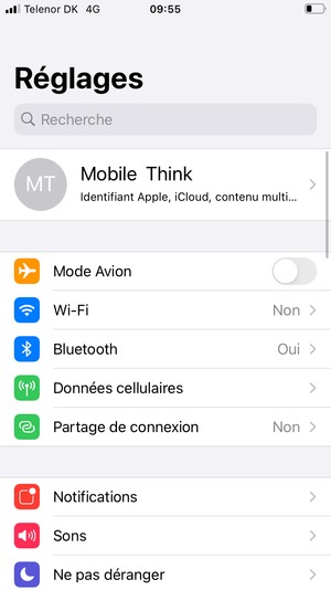 Sélectionnez Identifiant Apple, iCloud, contenu multi...