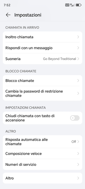 Scorri  e seleziona Altro