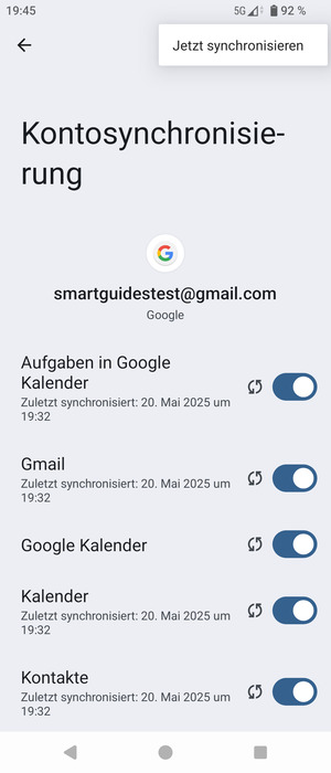 Wählen Sie Jetzt synchronisieren