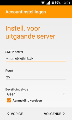 Voer Uitgaand serveradres in