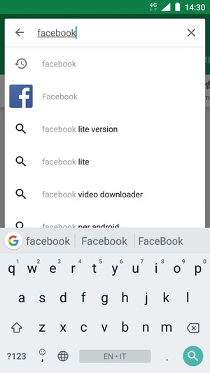 Inserisci il nome dell'app e seleziona Cerca