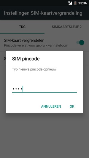 Bevestig uw nieuwe SIM PIN-code en selecteer OK