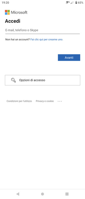 Inserisci il tuo indirizzo Hotmail e seleziona Avanti