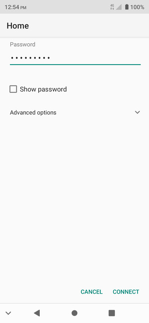 Enter the Wi-Fi password and select CONNECT