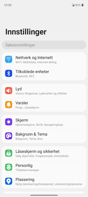 Velg Nettverk og internett