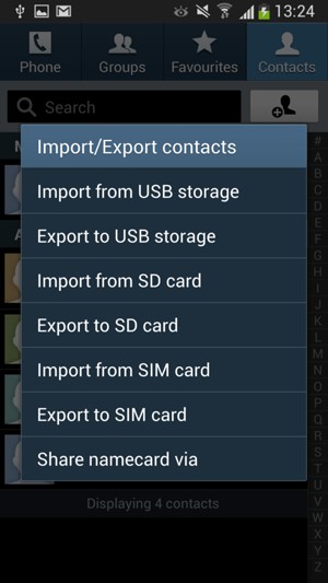 Select Import from SIM card