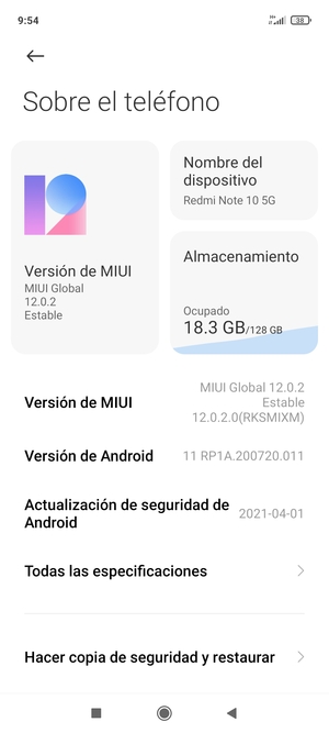 Desplácese y seleccione Hacer copia de seguridad y restaurar