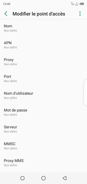 Saisissez les informations Internet