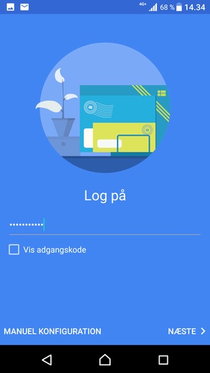 Indtast din adgangskode og vælg MANUEL KONFIGURATION