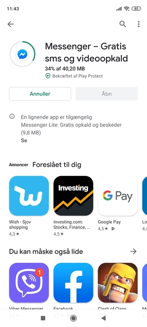 Afvent at installeringen er afsluttet